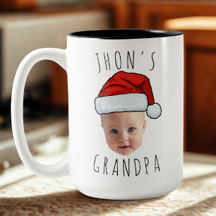 Tasse 2 Couleurs Personnalisé Visage bébé Père Noël Chapeau Photo d