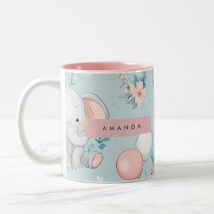 Tasse 2 Couleurs Personnalisé Whimsical Baby Elephant Motif