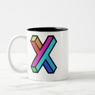Tasse 2 Couleurs Personnaliser 3D coloré moderne Monogramme initial