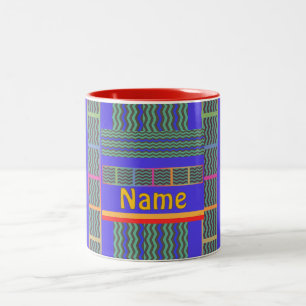 Tasse 2 Couleurs Personnaliser Avec Le Nom Green Blue Geo