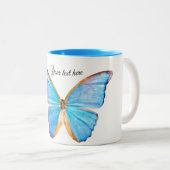 Tasse 2 Couleurs Personnaliser BLEUE BUTTERFLY (Devant droit)