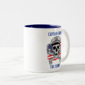 Tasse 2 Couleurs Personnaliser, Capitaine, Crâne et os, Drapeau US, (Devant droit)