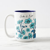 Tasse 2 Couleurs Personnaliser Floral Turquoise (Gauche)