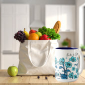 Tasse 2 Couleurs Personnaliser Floral Turquoise
