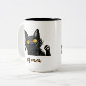 Tasse 2 Couleurs Personnaliser mignon chat noir Mama (Devant gauche)
