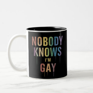 Tasse 2 Couleurs Personne ne sait que je suis gay drôle LGBT Fierté