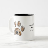 Tasse 2 Couleurs Pet Lovers Paw Print Custom Nom Photo Collage (Devant gauche)