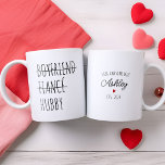 Tasse 2 Couleurs Petit ami personnalisé Fiancé Hubby Drôle cadeau<br><div class="desc">Élevez vos matins avec notre Trilogie Mug Personnalisée - un voyage sincère de Boyfriend à Fiance et enfin, Hubby. Fabriquées avec précision et ornées d'un nom personnalisé, ces tasses sont un cadeau réfléchi d'une femme aimante. Que ce soit pour une fête d'anniversaire ou comme cadeau de mariage chéri, ces tasses...</div>