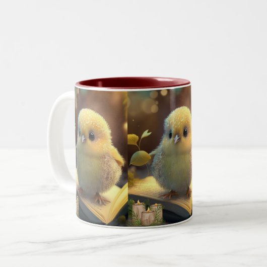 Tasse 2 Couleurs Petit bébé mignon poussette sur un livre (Devant gauche)