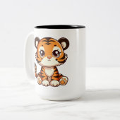 Tasse 2 Couleurs Petit bébé tigre assis (Devant gauche)