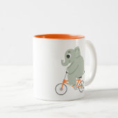 Tasse 2 Couleurs Petit éléphant sur un vélo (Devant droit)