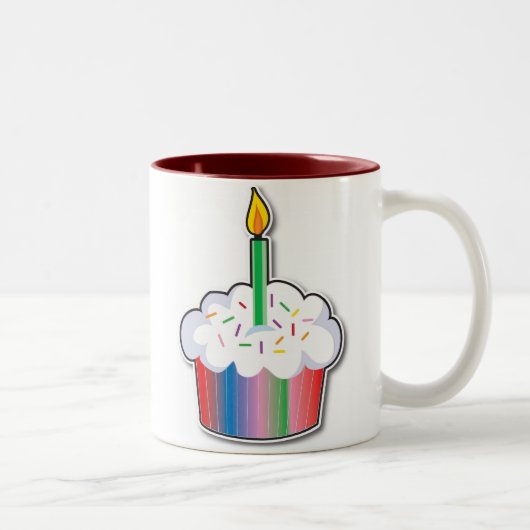 Tasse 2 Couleurs Petit gâteau d'anniversaire (Droit)