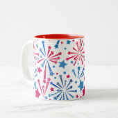 Tasse 2 Couleurs Petit pétard rouge blanc bleu 4 juillet Café (Devant gauche)