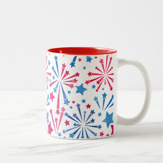 Tasse 2 Couleurs Petit pétard rouge blanc bleu 4 juillet Café (Droit)