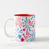 Tasse 2 Couleurs Petit pétard rouge blanc bleu 4 juillet Café (Gauche)