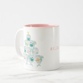 Tasse 2 Couleurs Petit Requin Arbre de Noël Avec Nom (Devant gauche)