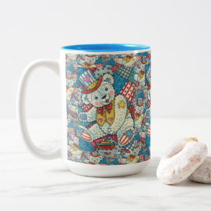 TASSE 2 COULEURS PETITE BAIE TEDY PATRIOTIQUE, BATEAU ET PATCHWORD