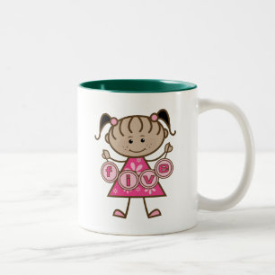 Tasse 2 Couleurs Petite fille 5e anniversaire Tshirts et cadeaux