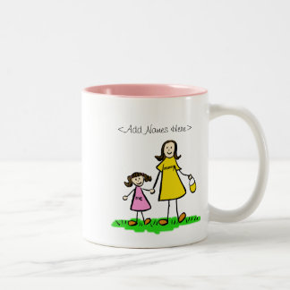 Tasse 2 Couleurs Petite fille maman et moi (Brunette - Noms personn