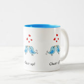 Tasse 2 Couleurs Petits oiseaux, coeurs et calligraphie (Devant droit)