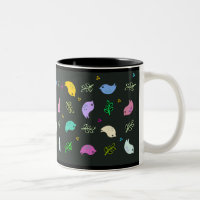 Petits oiseaux colorés Motif sur noir