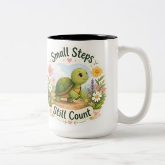 Tasse 2 Couleurs Petits pas comptent toujours Tortue PNG - Motivati