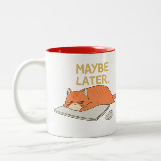 Tasse 2 Couleurs Peut-être plus tard Chat orange humour de bureau