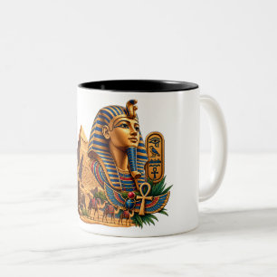 Tasse 2 Couleurs Pharaon Égyptien Ancien Pyramides Sphinx Ankh