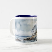 Tasse 2 Couleurs Phare aquarelle en hiver (Devant gauche)