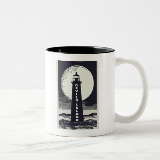 Tasse 2 Couleurs Phare de Devils Island Wisconsin Moon (Droit)