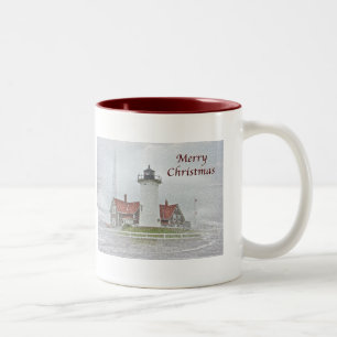 Tasse 2 Couleurs Phare en neige Joyeux Noël