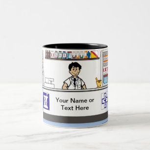 Tasse 2 Couleurs Pharmacien - Dessin masculin par PrintedPerfection