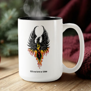 Tasse 2 Couleurs Phénix Ardente Oiseau de Feu Tribal Noir Flammes