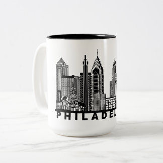 Tasse 2 Couleurs Philadelphia Skyline Silhouette 