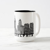 Tasse 2 Couleurs Philadelphia Skyline Silhouette  (Devant droit)