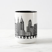 Tasse 2 Couleurs Philadelphia Skyline Silhouette  (Centre)