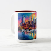 Tasse 2 Couleurs Philadelphie Ville De Frère Amour (Devant gauche)