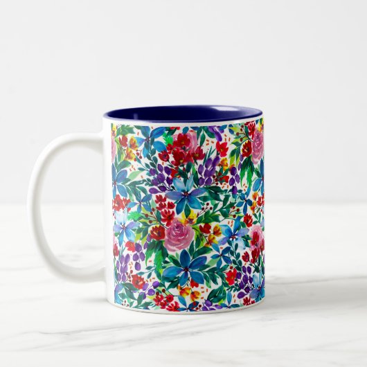 Tasse 2 Couleurs Phoebe Moderne Aquarelle Florale (Gauche)