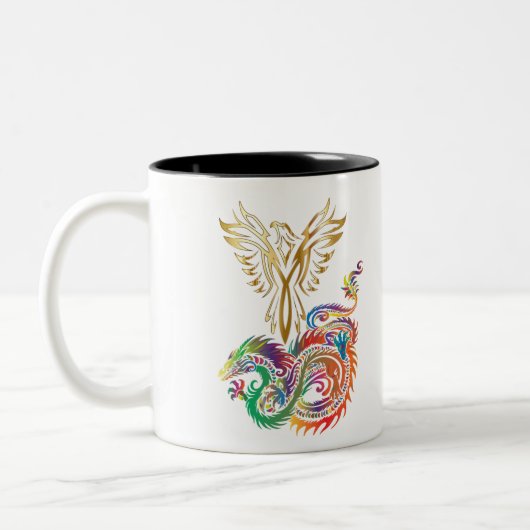 Tasse 2 Couleurs Phoenix and The Dragon Oriental Ying Yang (Gauche)