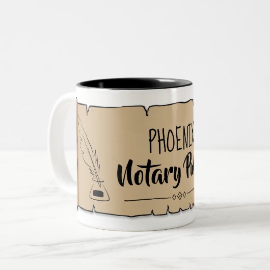Tasse 2 Couleurs Phoenix Notaire Public Scinder Feather Quather (Devant gauche)