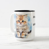 Tasse 2 Couleurs Photo de chat mignon (Devant gauche)