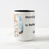 Tasse 2 Couleurs Photo de chat mignon (Centre)