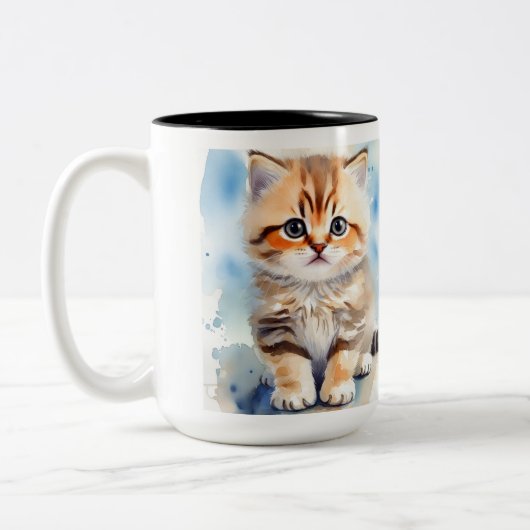 Tasse 2 Couleurs Photo de chat mignon (Gauche)