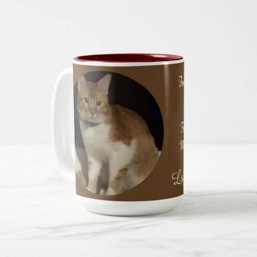 Tasse 2 Couleurs Photo de chat roux Texte (Devant gauche)