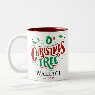 Tasse 2 Couleurs Photo de couple de Noël monogramme jeune marié vac