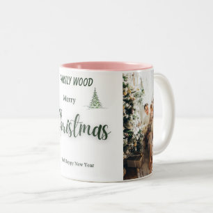 Tasse 2 Couleurs photo de famille joyeux noël heureux nouvelle anné
