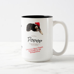 Tasse 2 Couleurs Photo de Noël amusante de chien J'aime mon Popop
