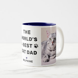 Tasse 2 Couleurs Photo de Papa Chat le Meilleur du Monde Navy