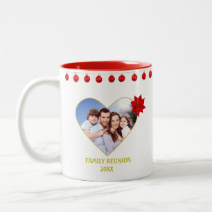 Tasse 2 Couleurs Photo de réunion de famille de Noël personnalisé &