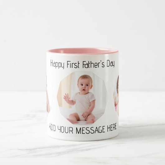 Tasse 2 Couleurs Photo du jour du premier père (Centre)